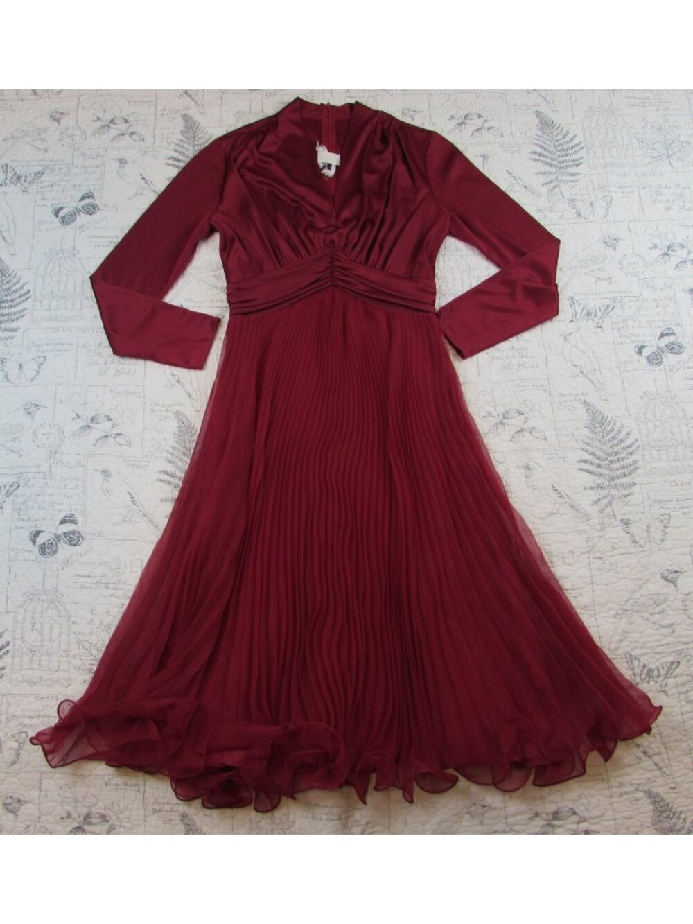 Miss Elliette Of California Vintage Red Dress Ballroom Pleated Sz Small S